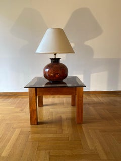 1970s MidCentury Brutalist Smoked Glass Side Table