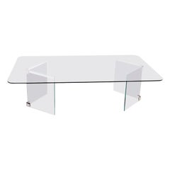 1970s Midcentury Coffee Table in Glass and Nickel-Plated Metal
