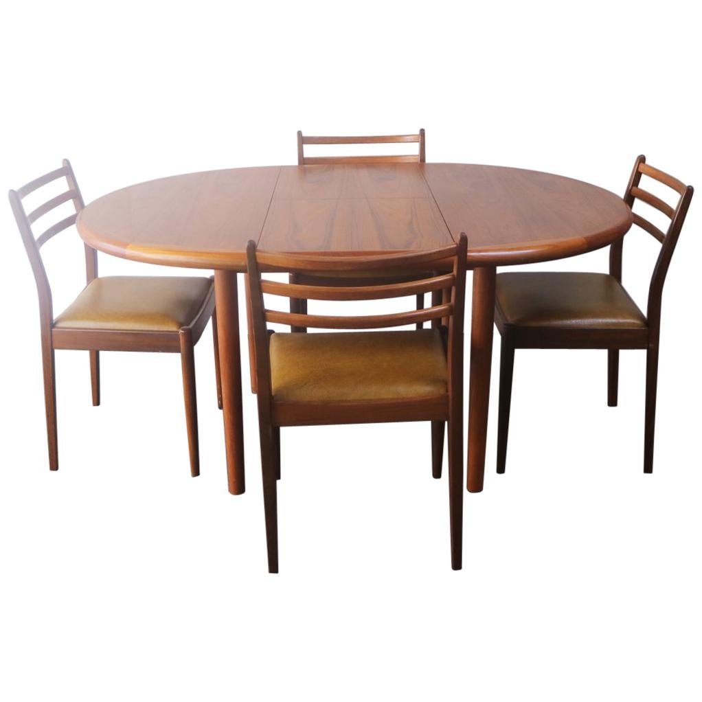 1970s Midcentury Danish Table and Four G Plan Dining Chairs For Sale