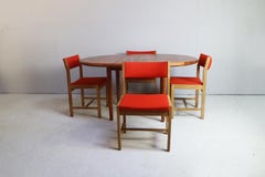 1970s Midcentury Danish Table and Six Danish Børge Mogensen Dining Chairs