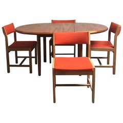 1970s Midcentury Danish Table and Six Danish Børge Mogensen Dining Chairs