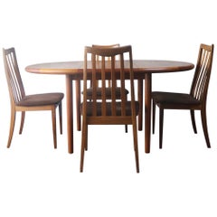 1970s Midcentury Danish Table and Total of Six G Plan Dining Chairs