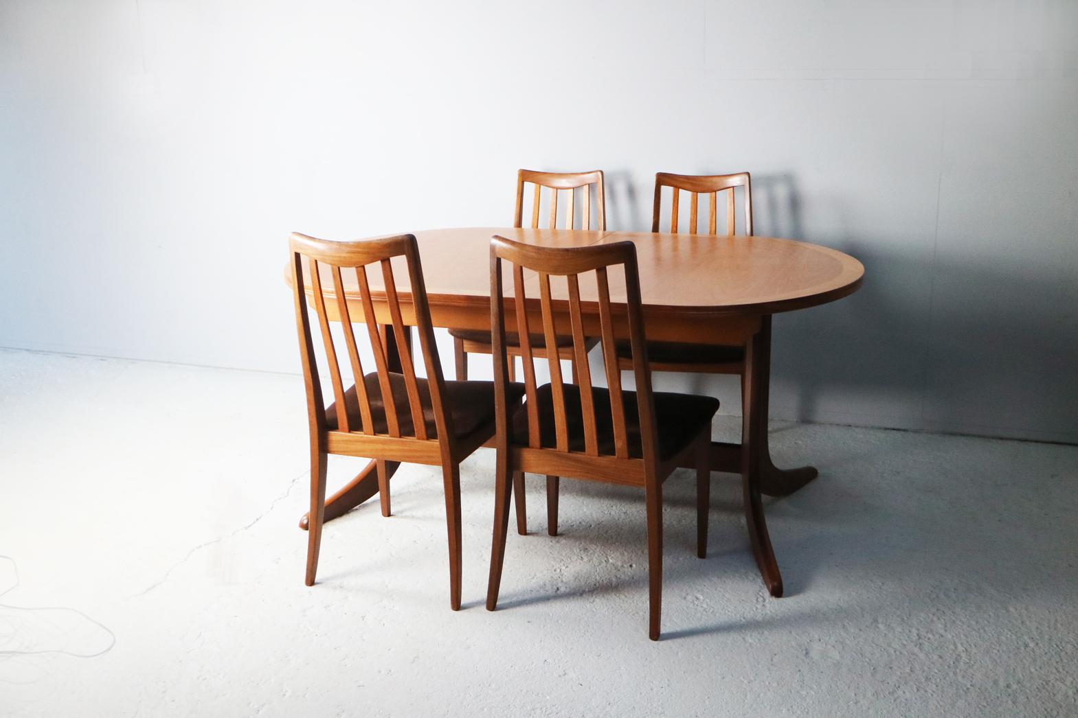 Late 20th Century 1970s Midcentury Dining Table by Nathan and 6 G Plan Chairs