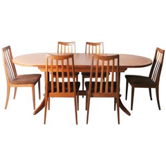 Retro 1970s Midcentury Dining Table by Nathan and 6 G Plan Chairs