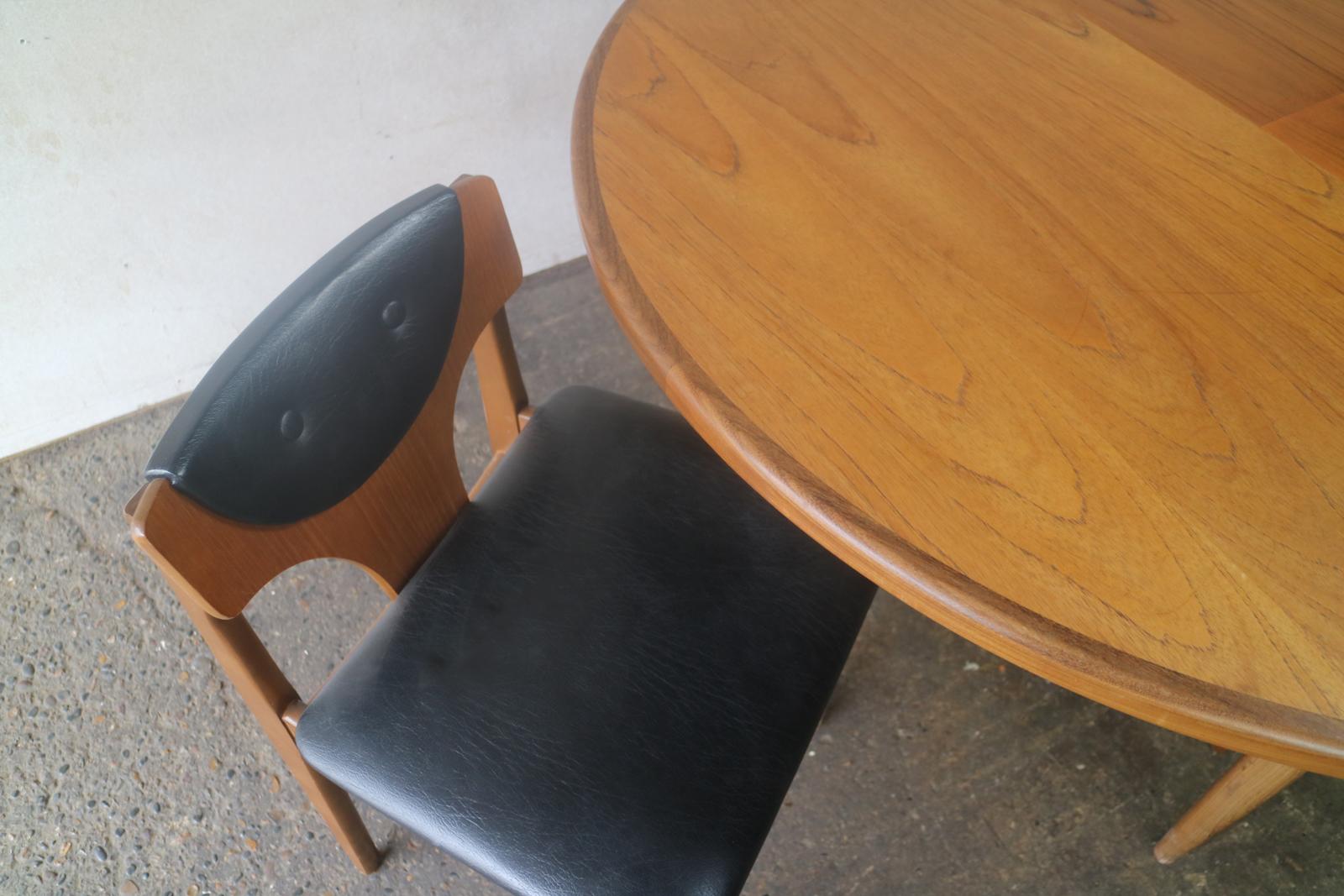Mid-Century Modern 1970s Midcentury G Plan Extending Dining Table and Four Low Back Dining Chairs