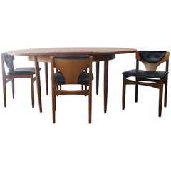 Vintage 1970s Midcentury G Plan Extending Dining Table and Four Low Back Dining Chairs