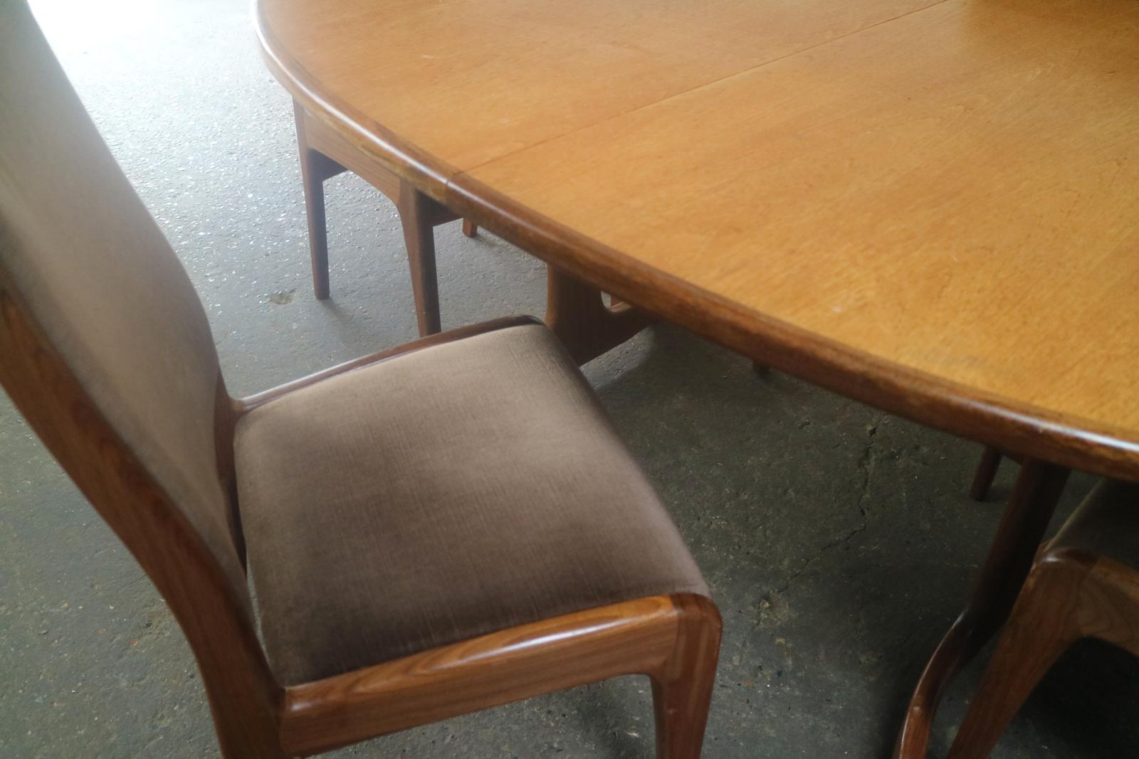 British 1970s Midcentury Large Ellipse G Plan Dining Table and Chairs