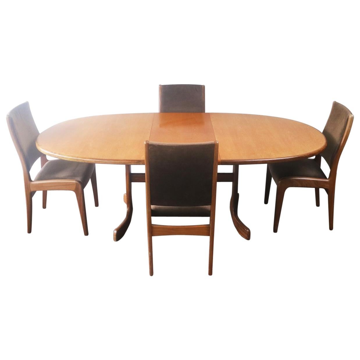 1970s Midcentury Large Ellipse G Plan Dining Table and Chairs