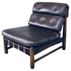 1970's Mid-Century Modern Brazilian Design Leather Lounge Chair
