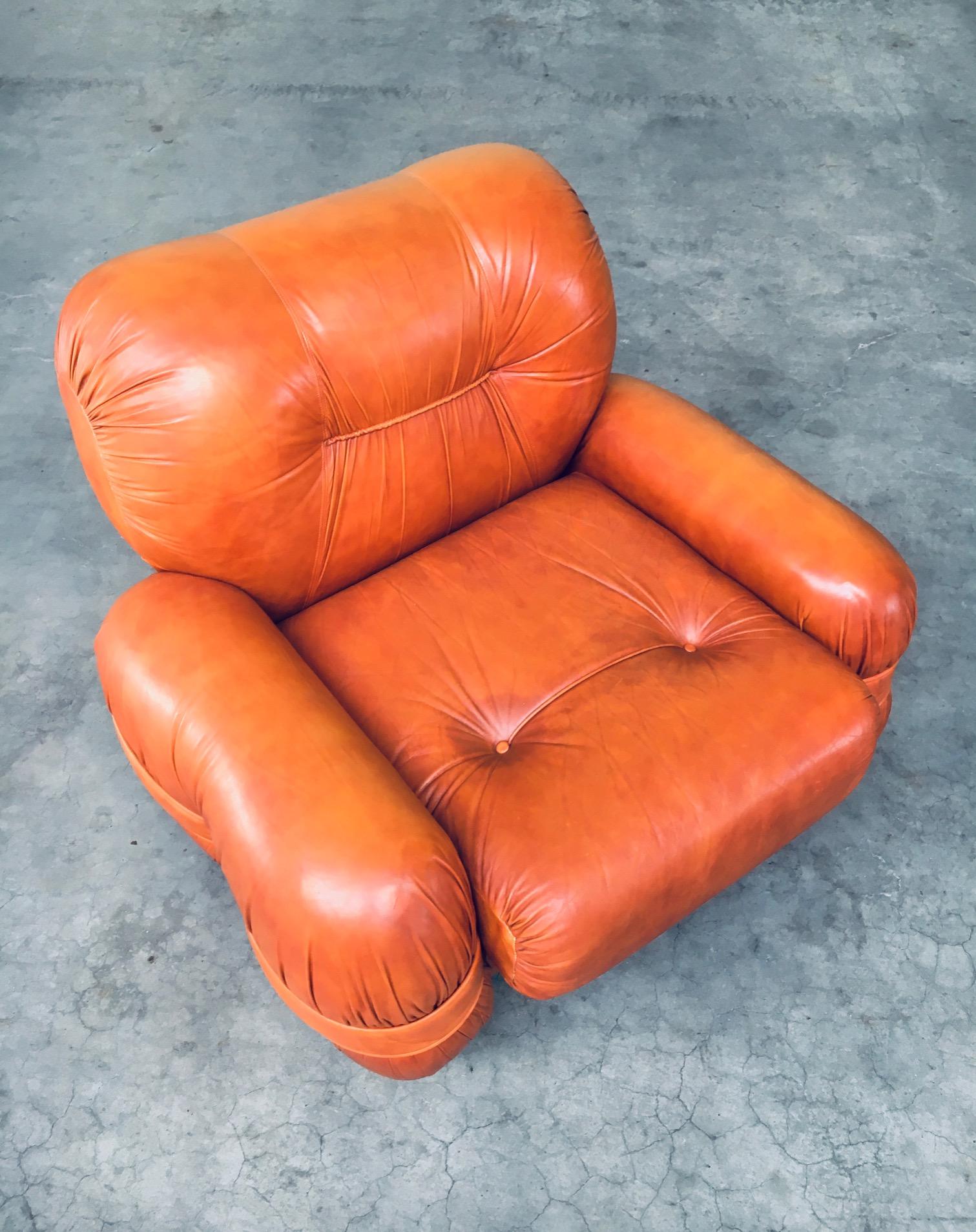 1970's Midcentury Modern Italian Design Leather Lounge Chair Set For Sale 15