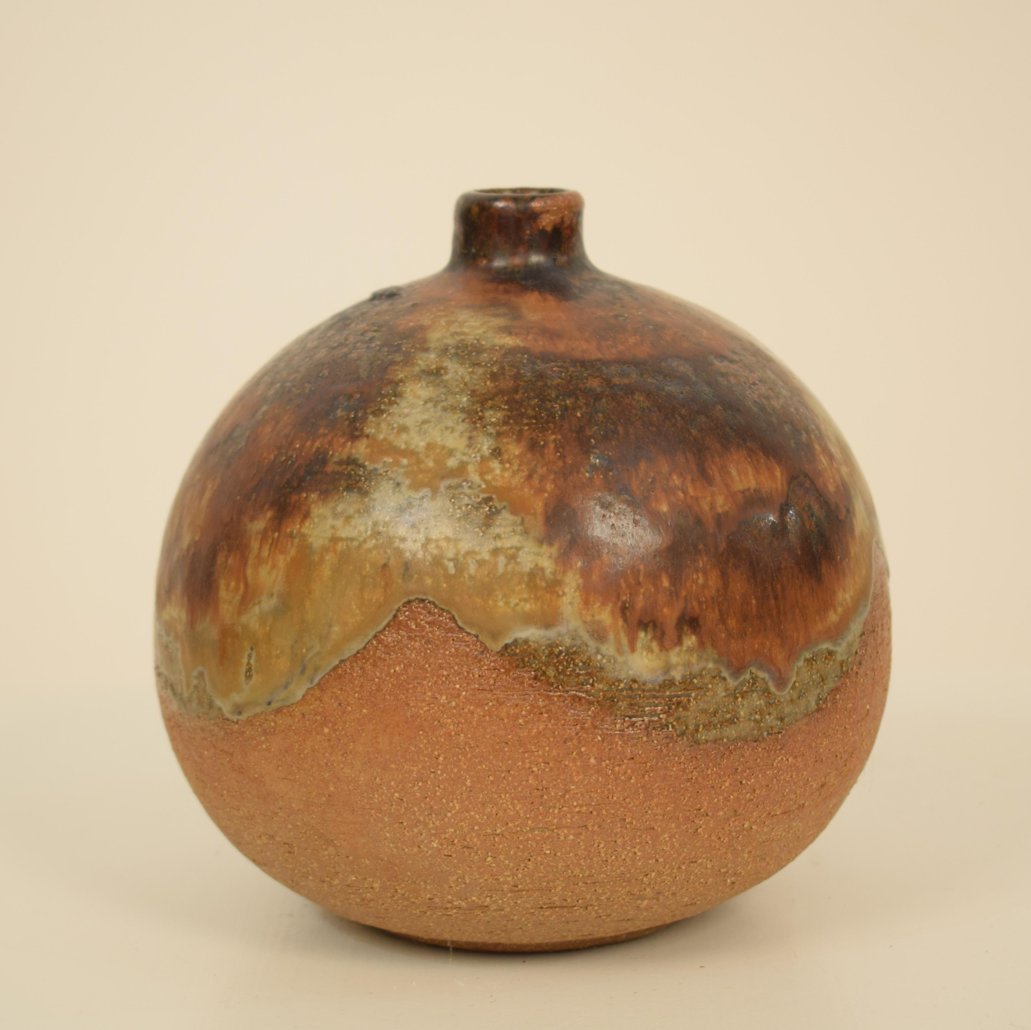 Mid-Century Modern 1970s Midcentury Scandinavian Brown / Orange Ceramic Vase / Amphora, Denmark