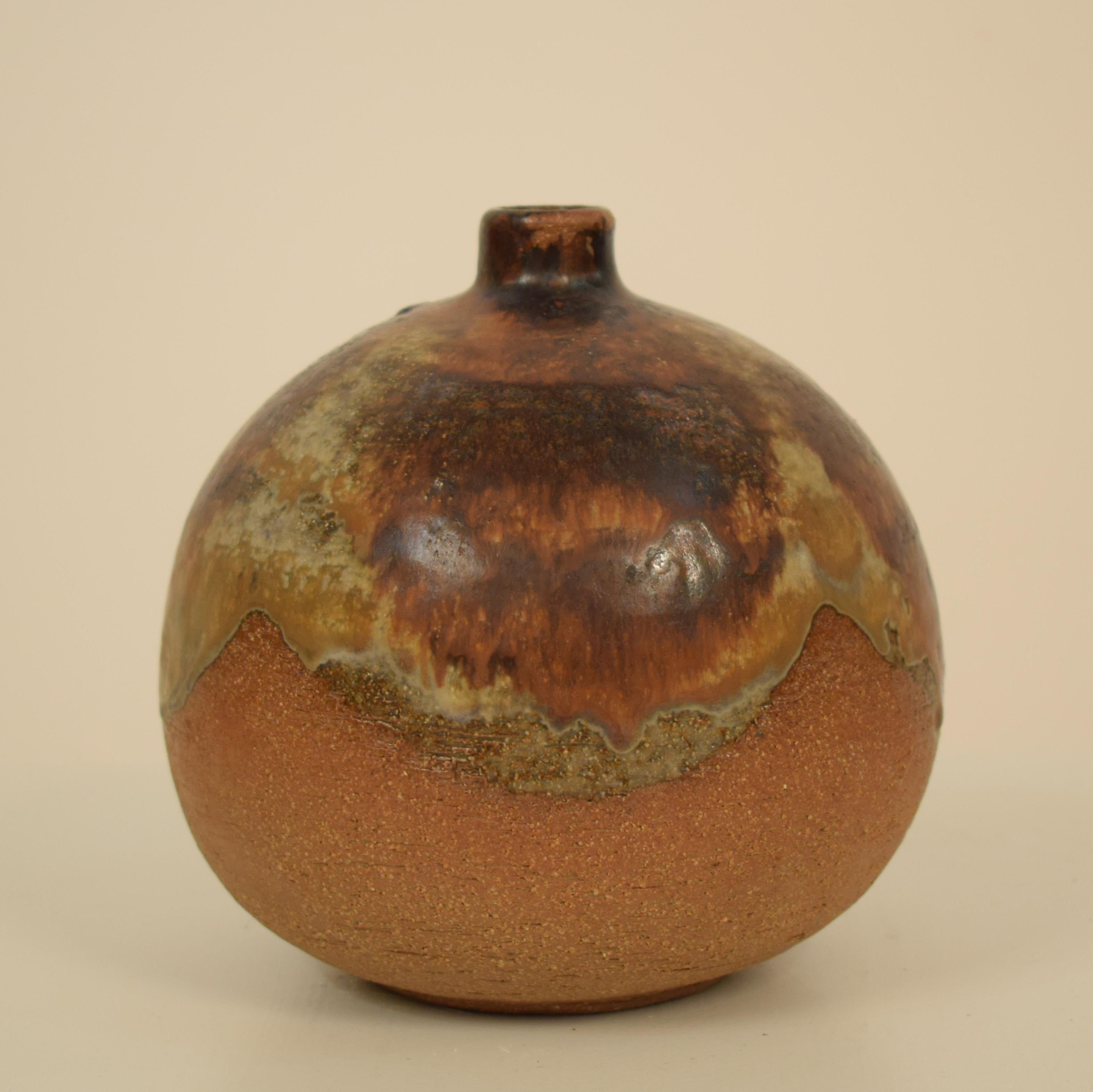 1970s Midcentury Scandinavian Brown / Orange Ceramic Vase / Amphora, Denmark In Good Condition In Berlin, DE