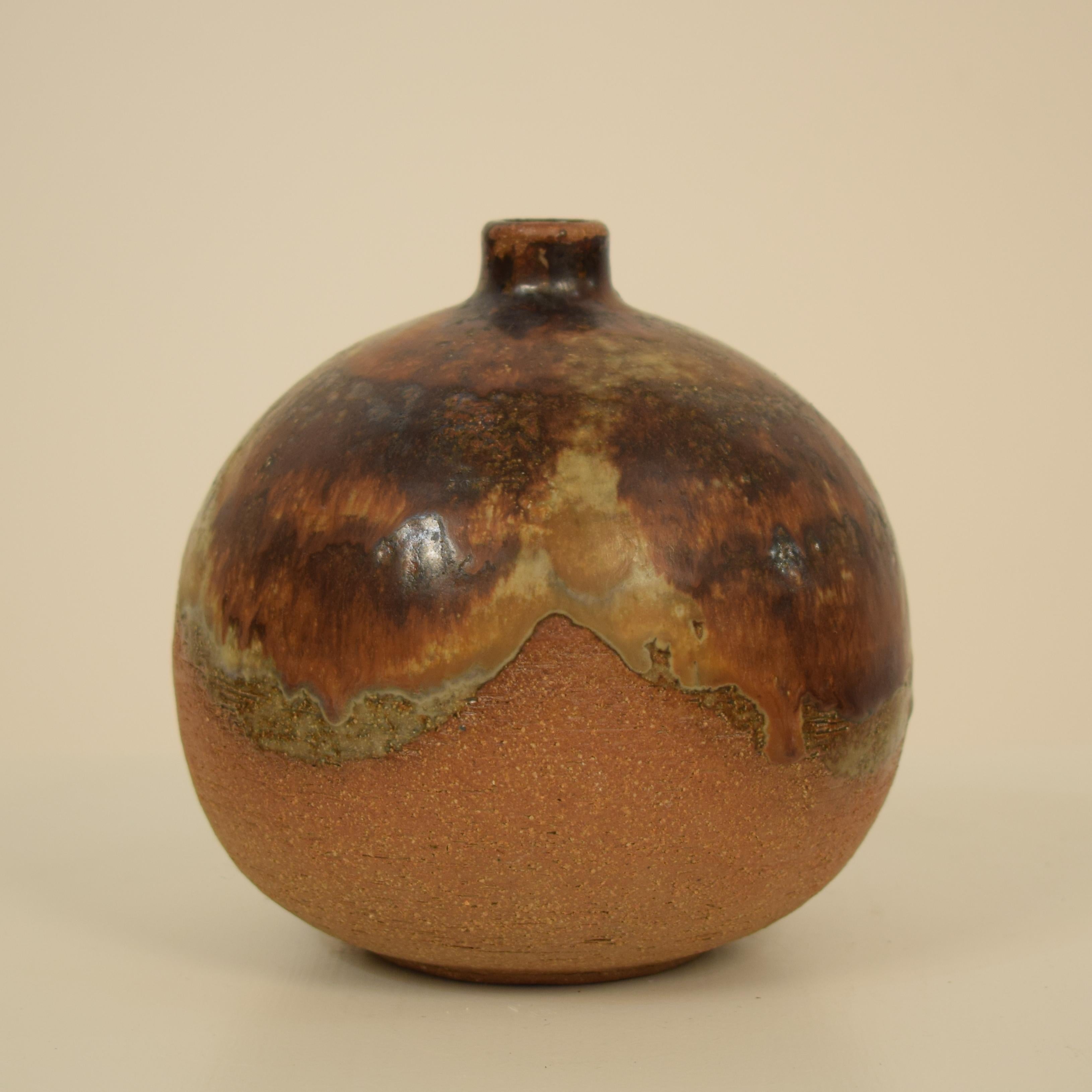 Late 20th Century 1970s Midcentury Scandinavian Brown / Orange Ceramic Vase / Amphora, Denmark