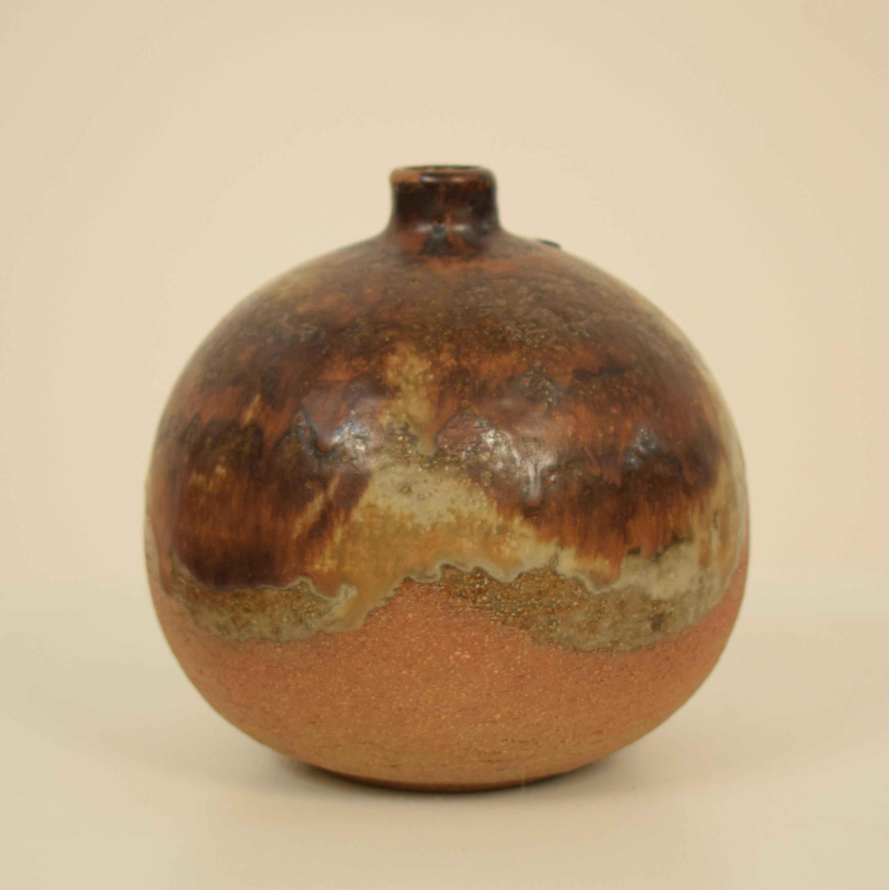 1970s Midcentury Scandinavian Brown / Orange Ceramic Vase / Amphora, Denmark 2