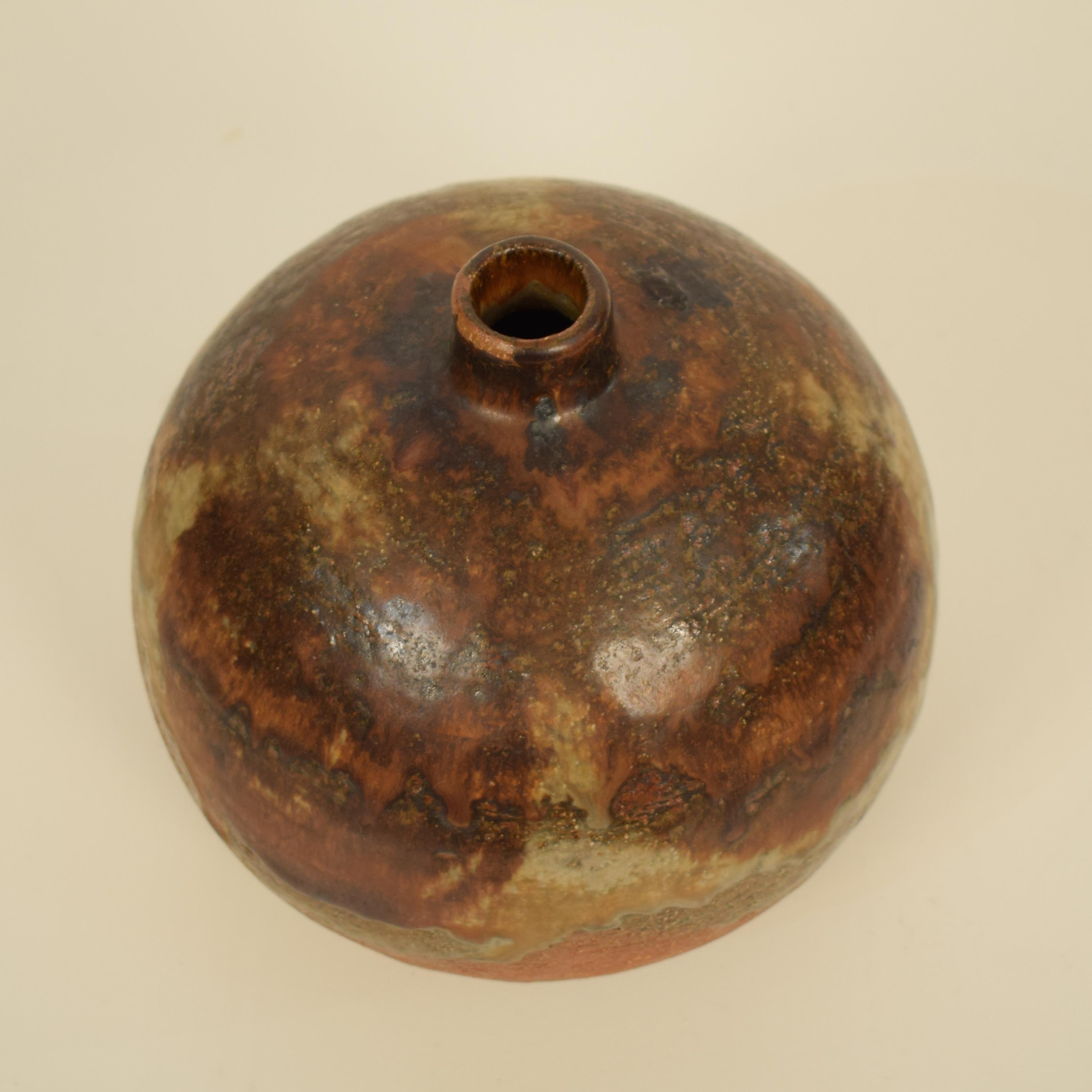 1970s Midcentury Scandinavian Brown / Orange Ceramic Vase / Amphora, Denmark 3