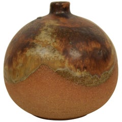 1970s Midcentury Scandinavian Brown / Orange Ceramic Vase / Amphora, Denmark