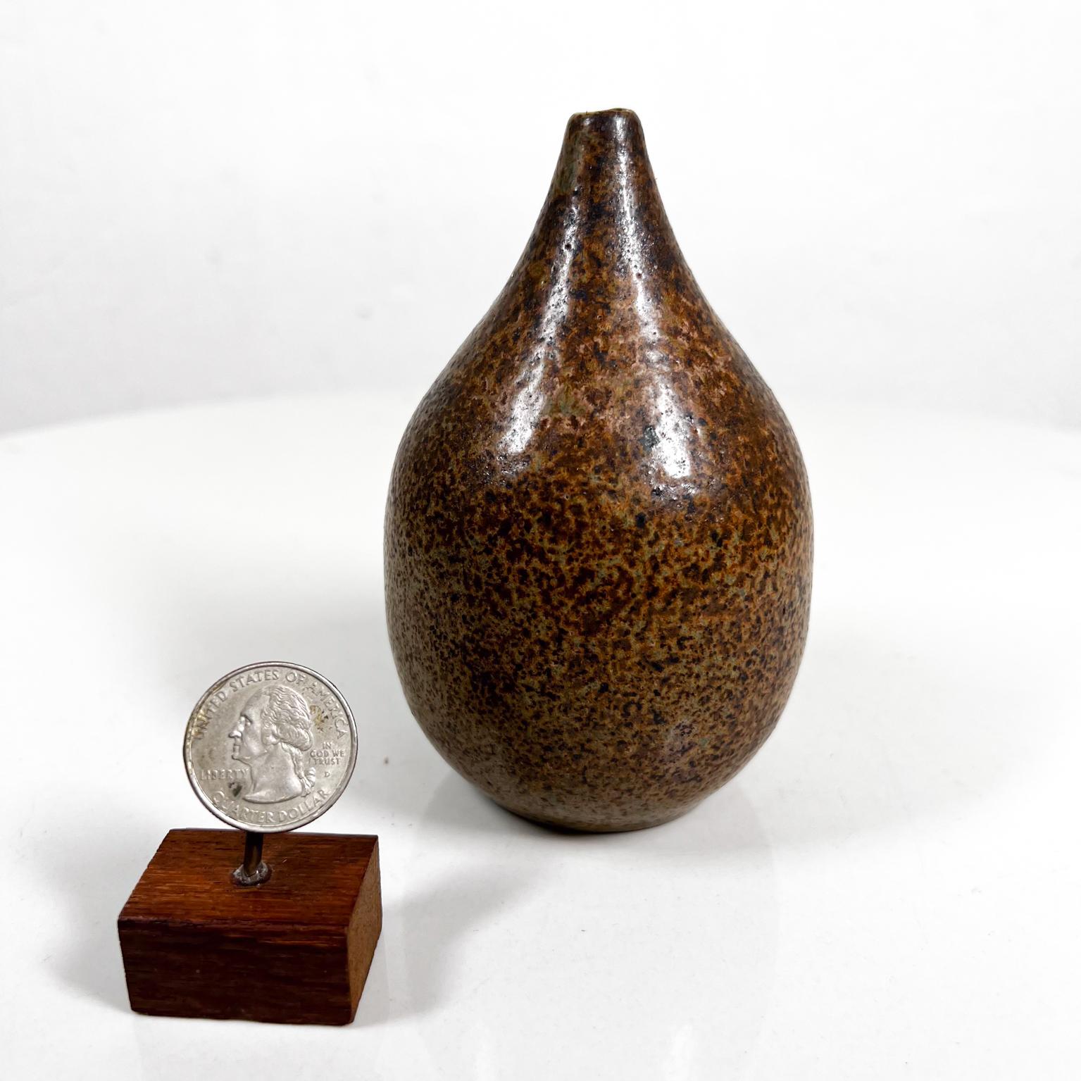 Late 20th Century 1970s Modern Studio Art Speckled Glazed Weed Pot Bud Vase signed For Sale