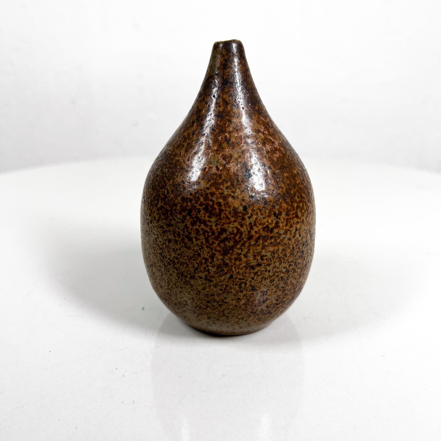 Pottery 1970s Modern Studio Art Speckled Glazed Weed Pot Bud Vase signed For Sale