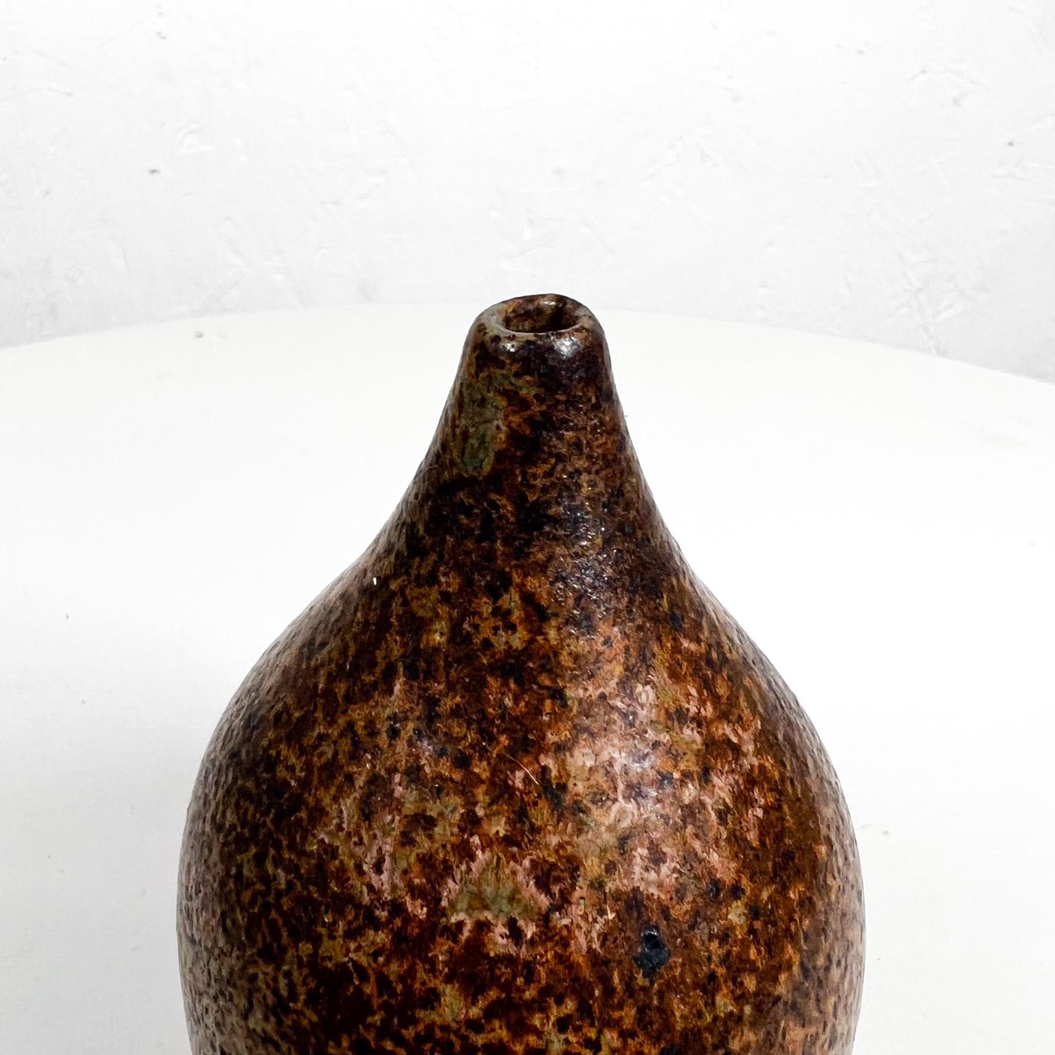 1970s Modern Studio Art Speckled Glazed Weed Pot Bud Vase signed For Sale 1