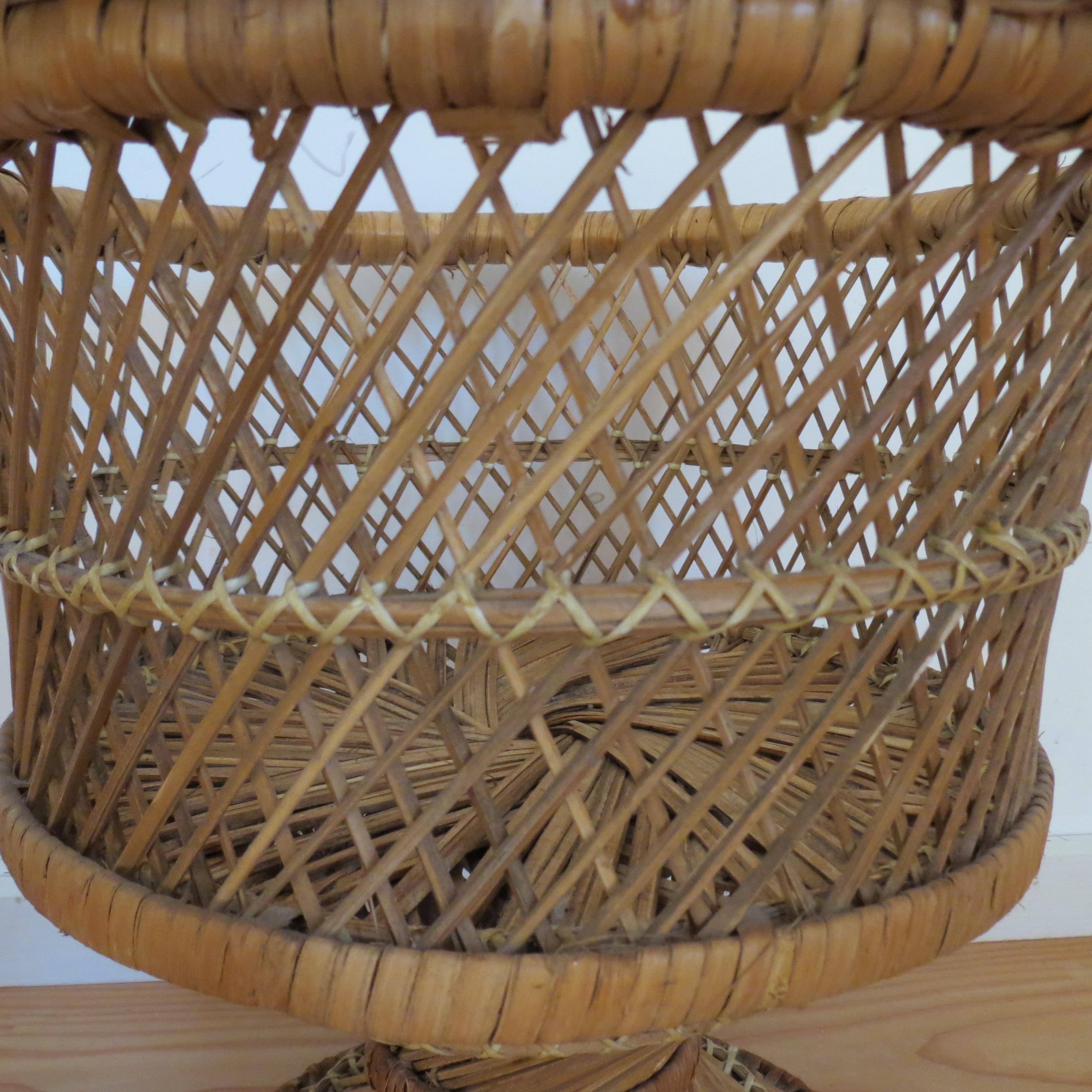 Hand-Crafted 1970s Midcentury Wicker Plant Pot Stand
