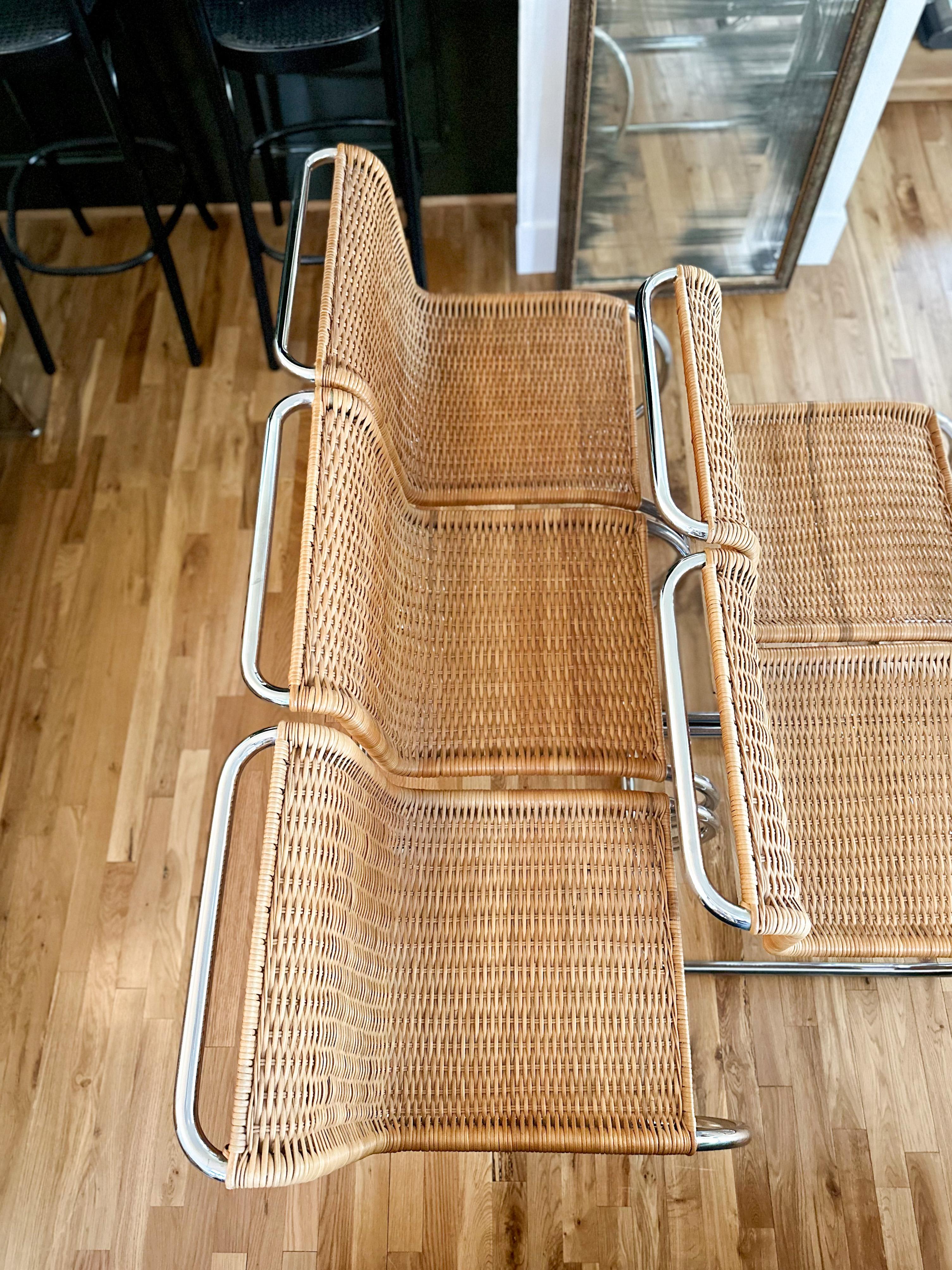 1970s Mies Van Der Rohe for Knoll Rattan Mr10 Dining Chairs In Excellent Condition In Houston, TX
