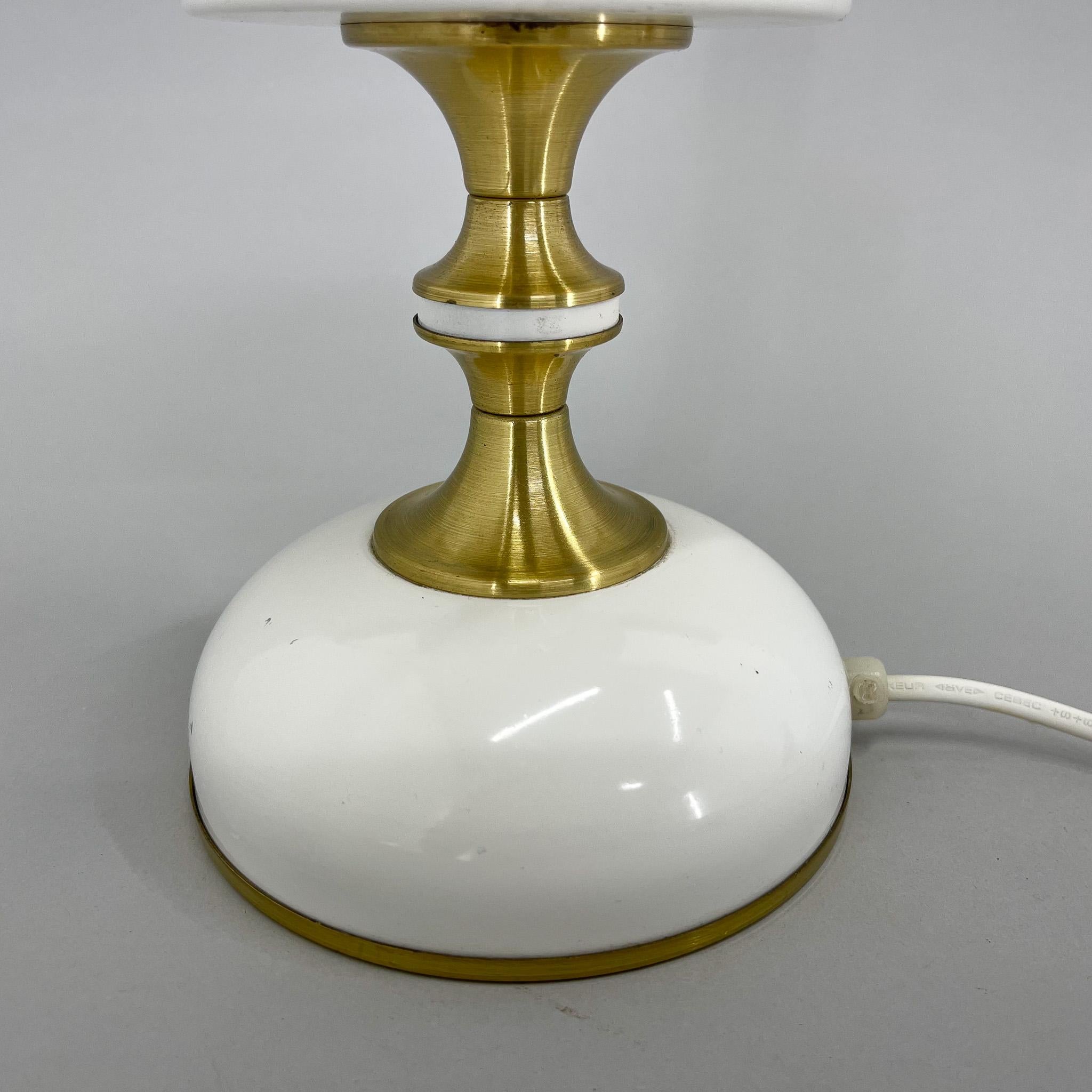 20th Century 1970s Milk Glass Brass Table Lamp by Napako For Sale