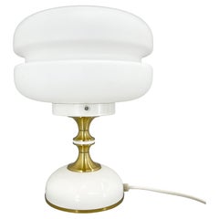 1970s Milk Glass Brass Table Lamp by Napako