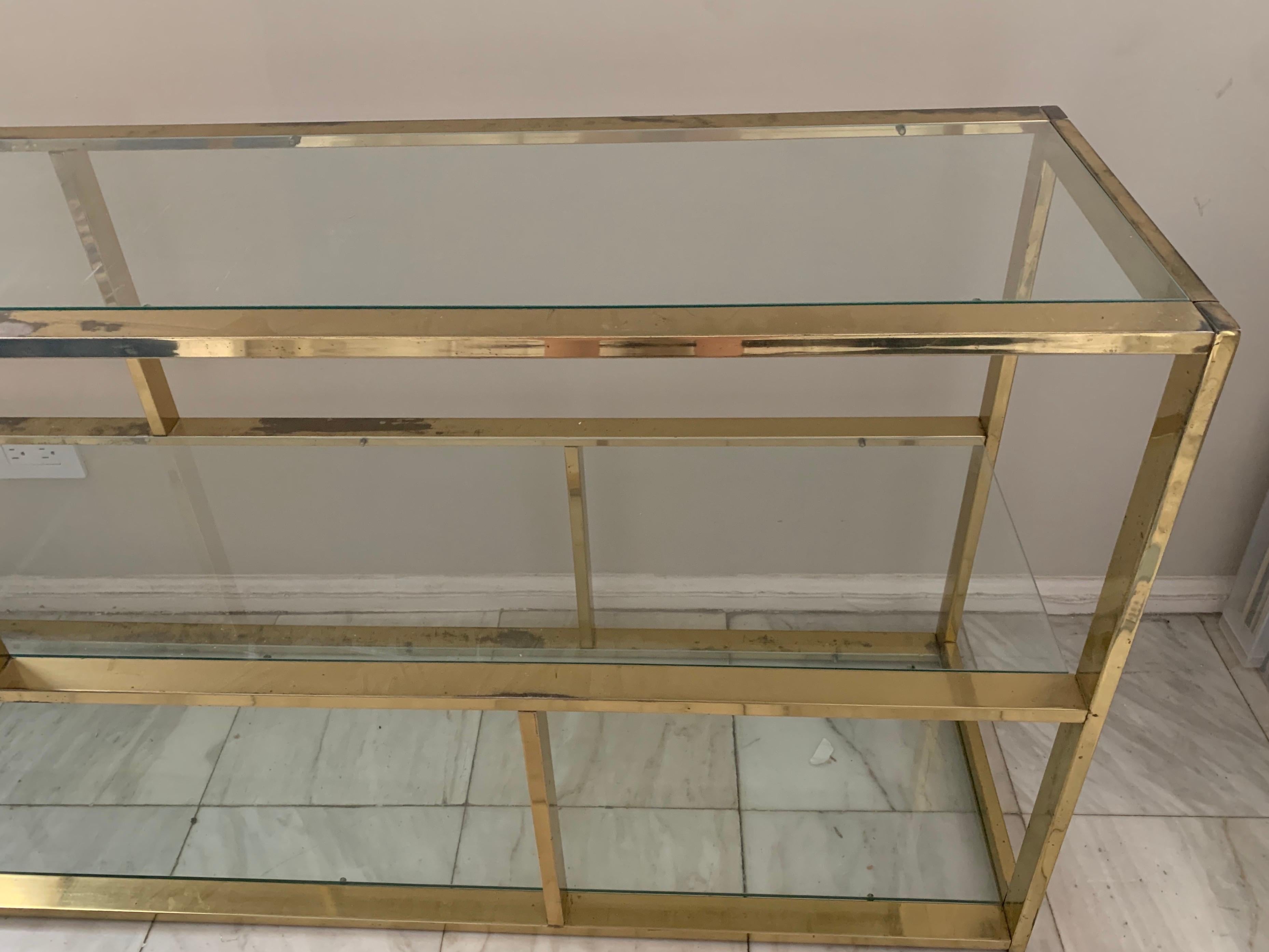 low glass bookcase