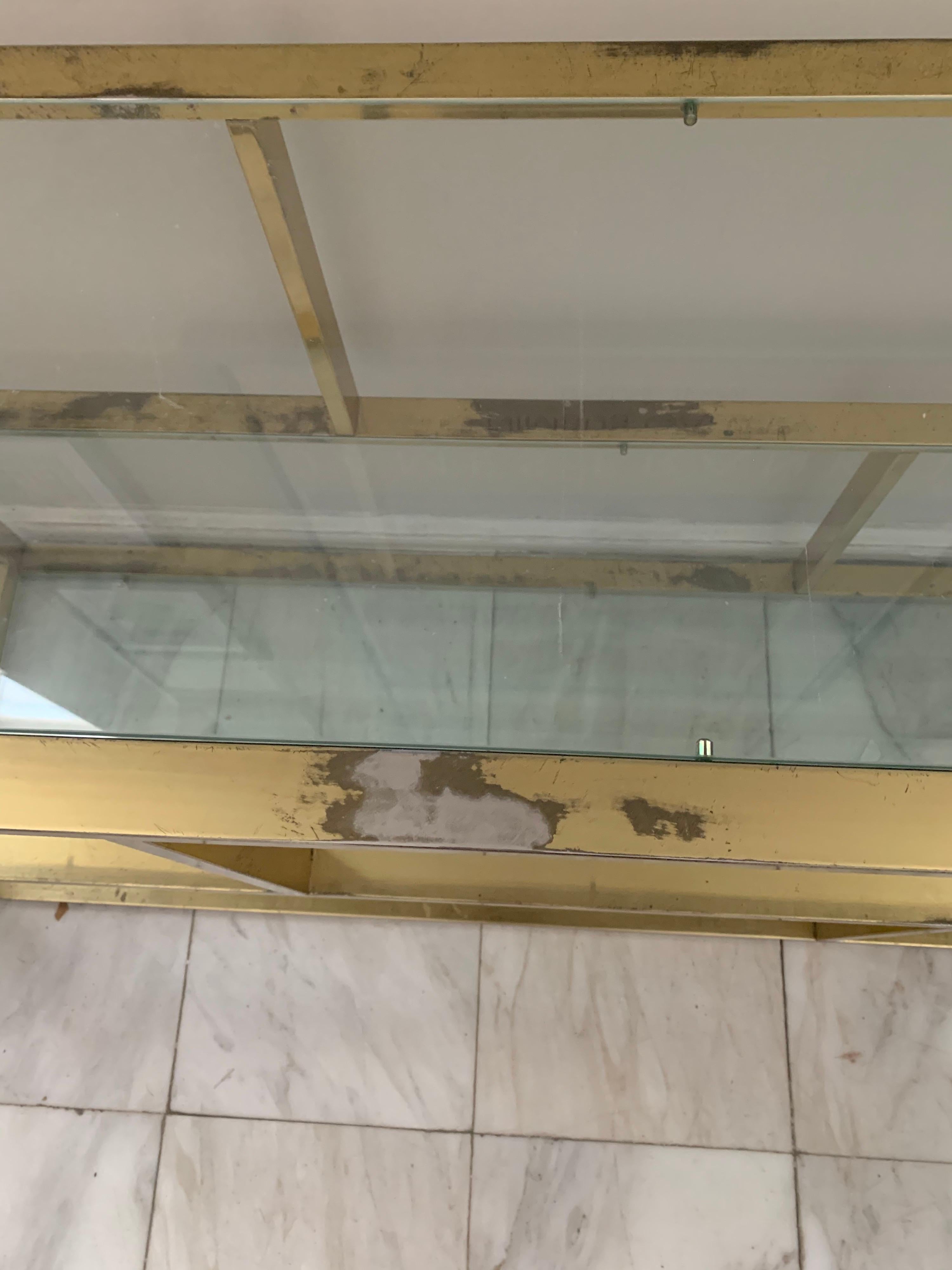 1970s Milo Baughman Brass and Glass Low Bookcase In Good Condition In Stamford, CT