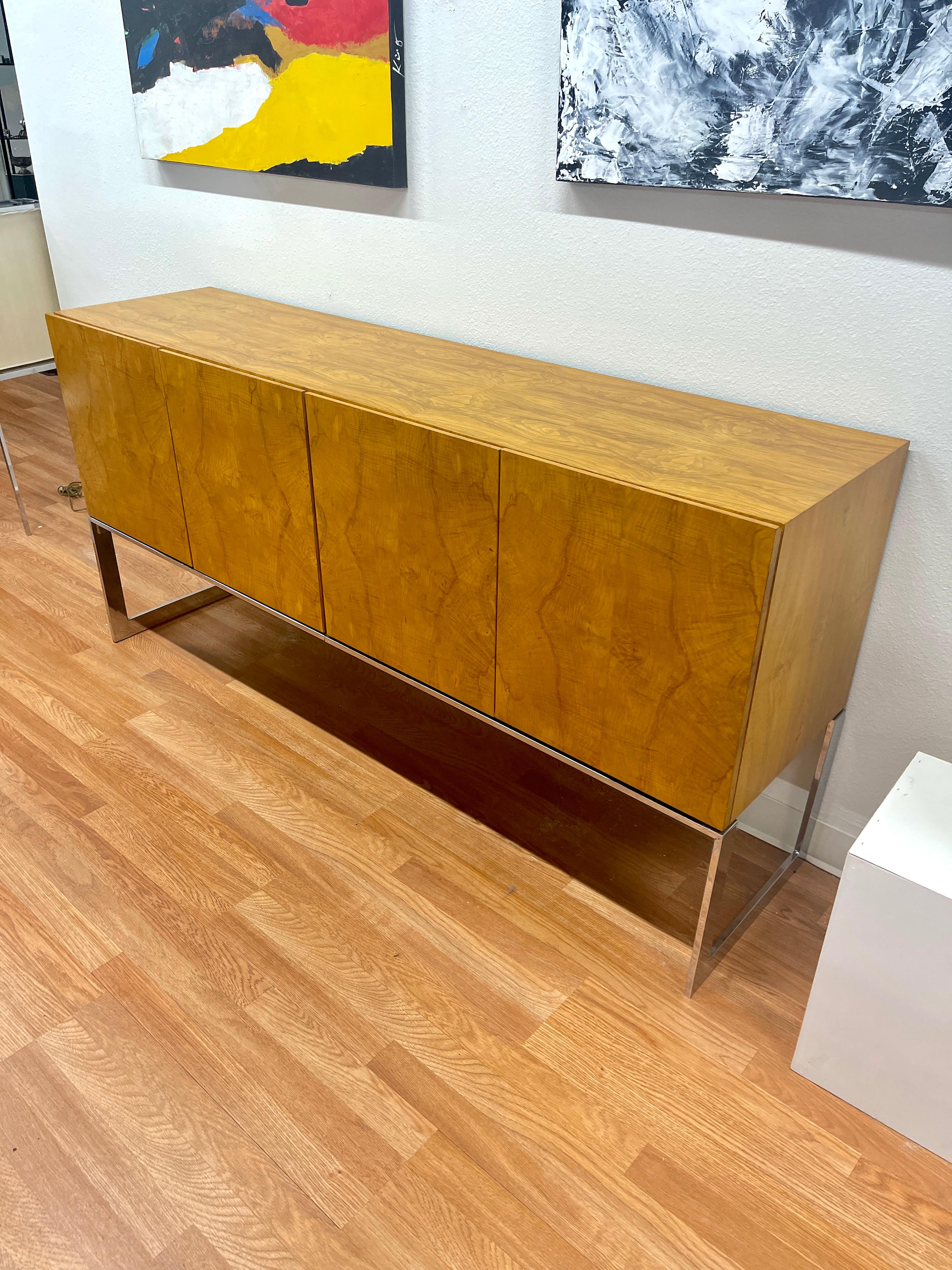 1970’s Milo Baughman Burlwood Credenza 12