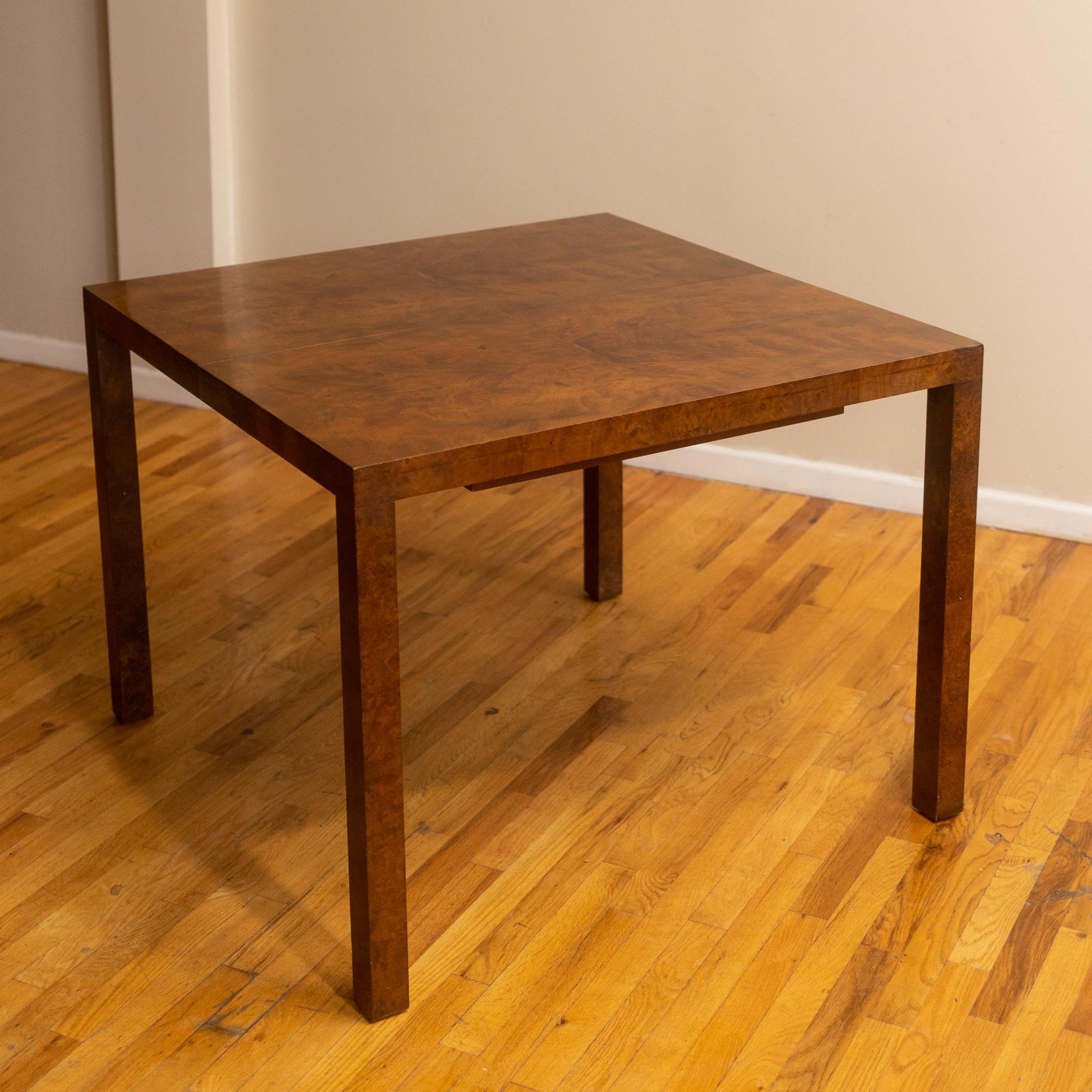 American 1970s Milo Baughman Burlwood Extension Dining Table for Directional