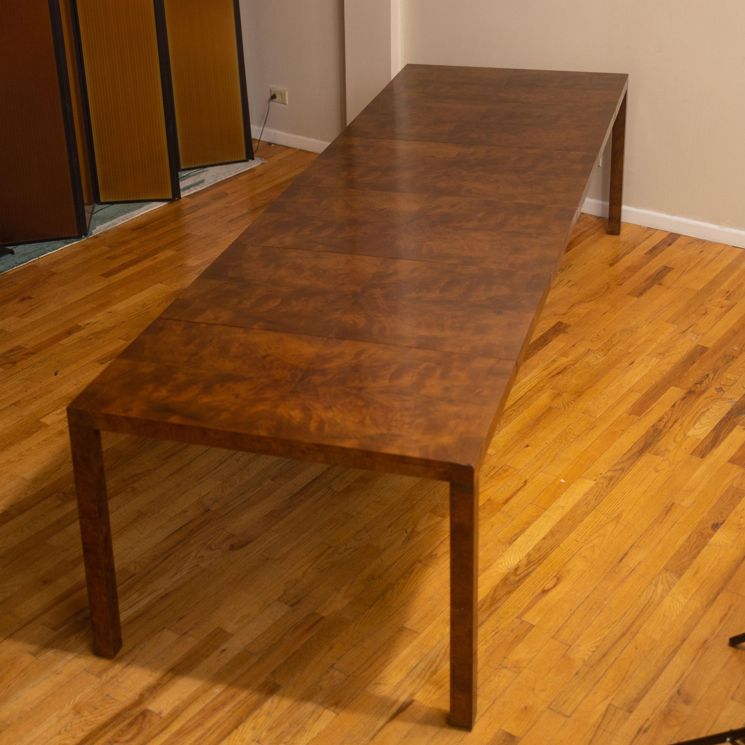 1970s Milo Baughman Burlwood Extension Dining Table for Directional 1