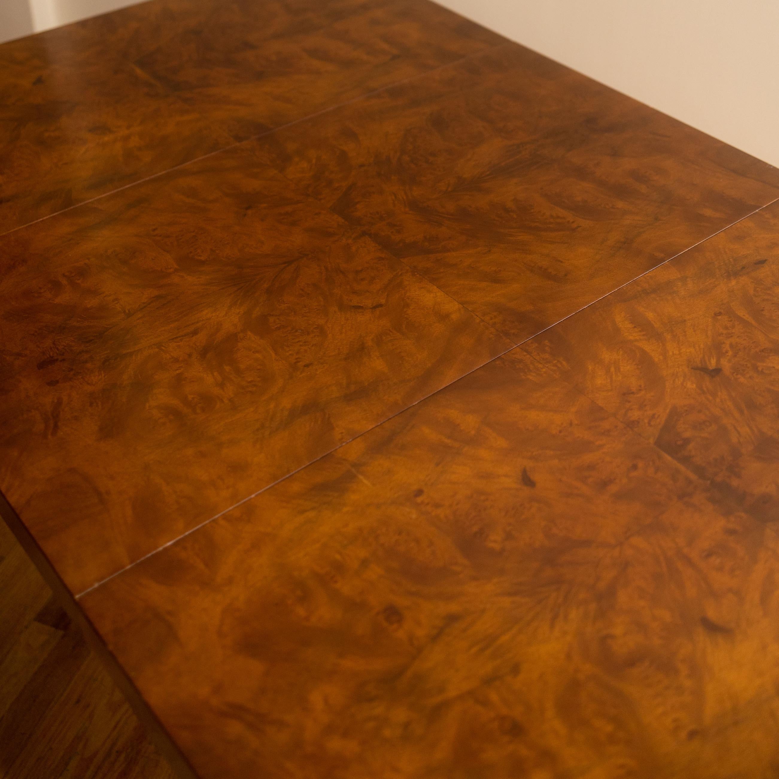 1970s Milo Baughman Burlwood Extension Dining Table for Directional 2