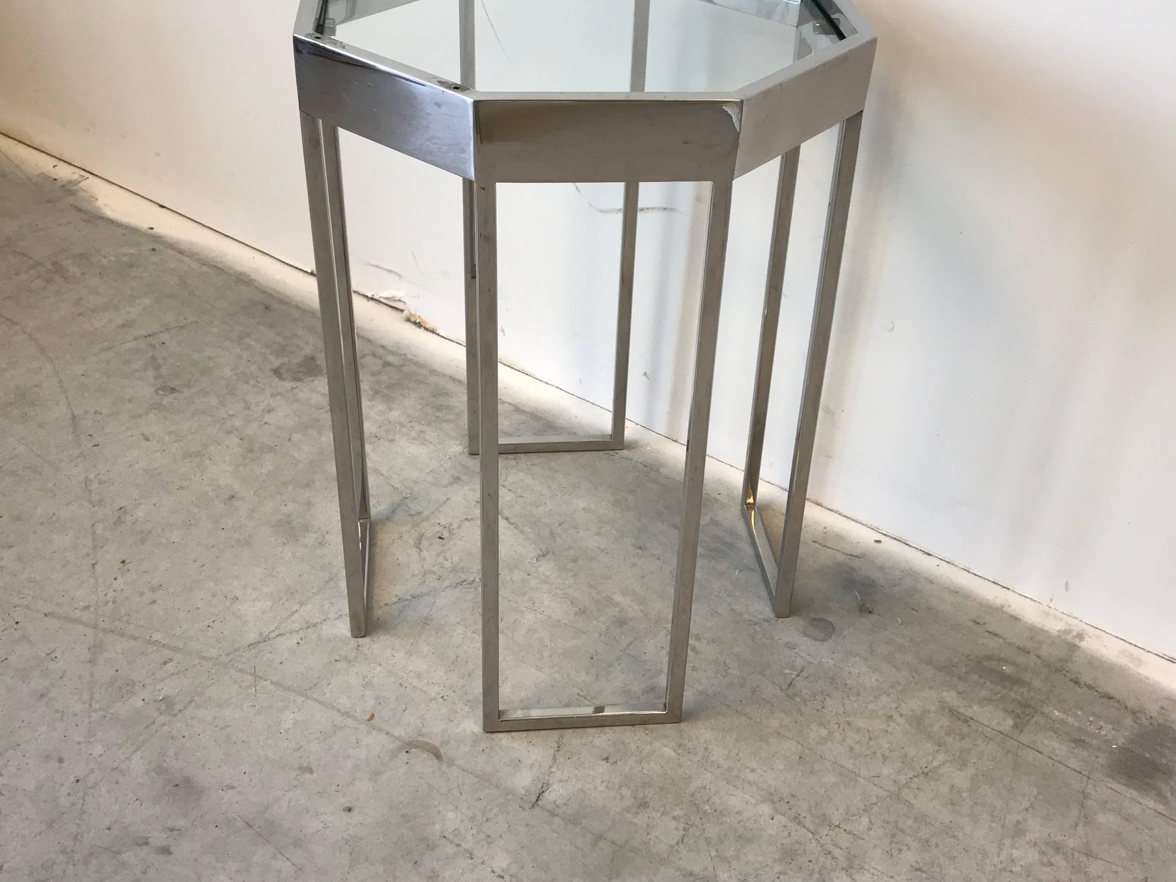 1970s Milo Baughman Chrome Octagonal Cocktail Side Table In Good Condition In Richmond, VA