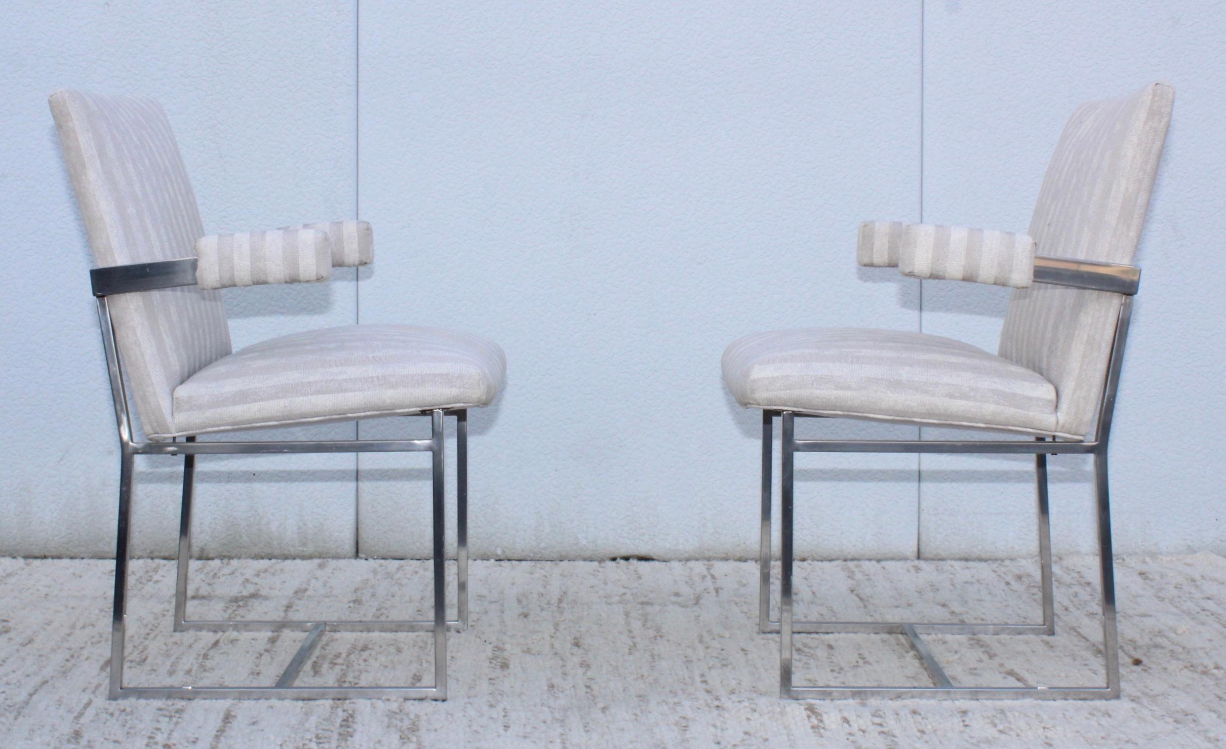 Mid-Century Modern 1970's Milo Baughman Chrome Side Chairs