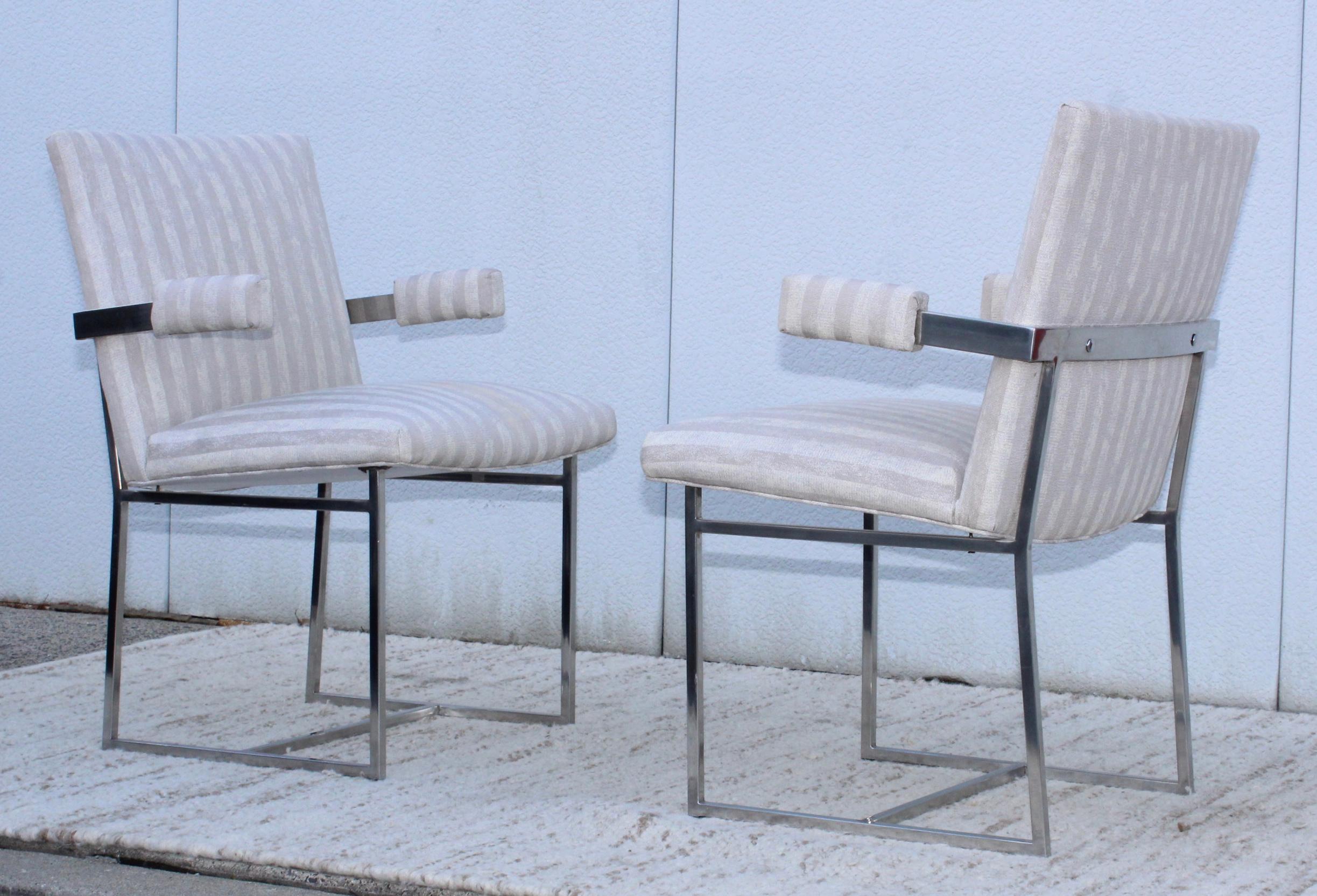 American 1970's Milo Baughman Chrome Side Chairs