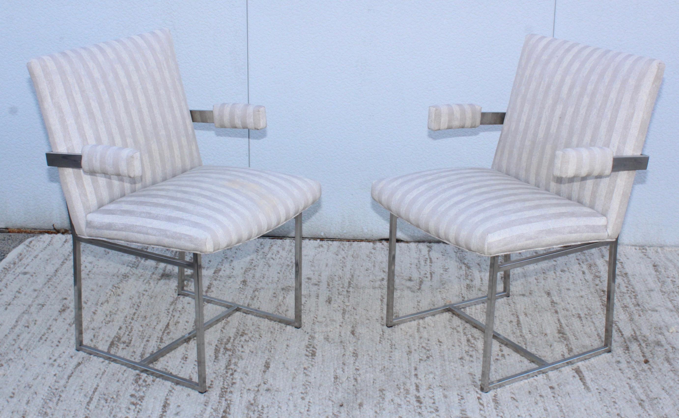 Late 20th Century 1970's Milo Baughman Chrome Side Chairs