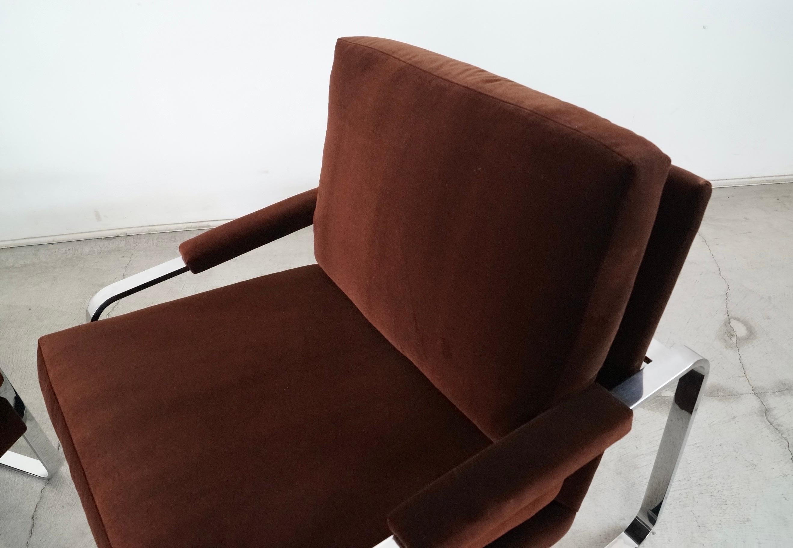 1970's Milo Baughman Chrome & Velvet Lounge Chairs - a Pair 10