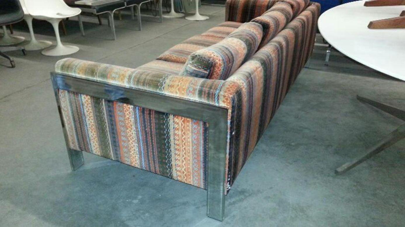 1970s Chromium Steel Selig Sofa Lenor Larsen Velvet Upholstery For Sale 6