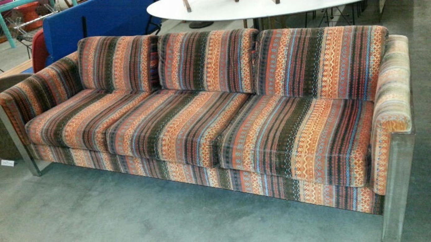 1970s Chromium Steel Selig Sofa Lenor Larsen Velvet Upholstery For Sale 9