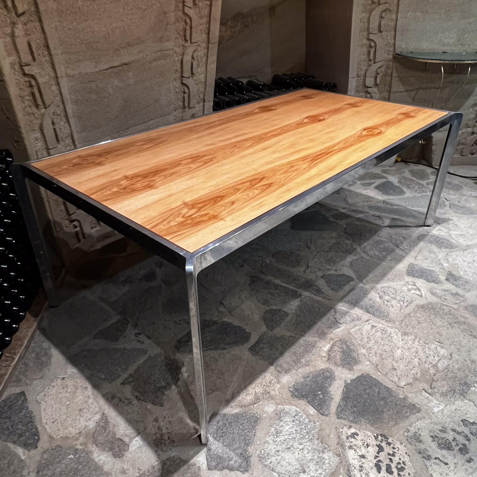 1970s Milo Baughman Dining Table Polished Aluminum and Wood For Sale 4