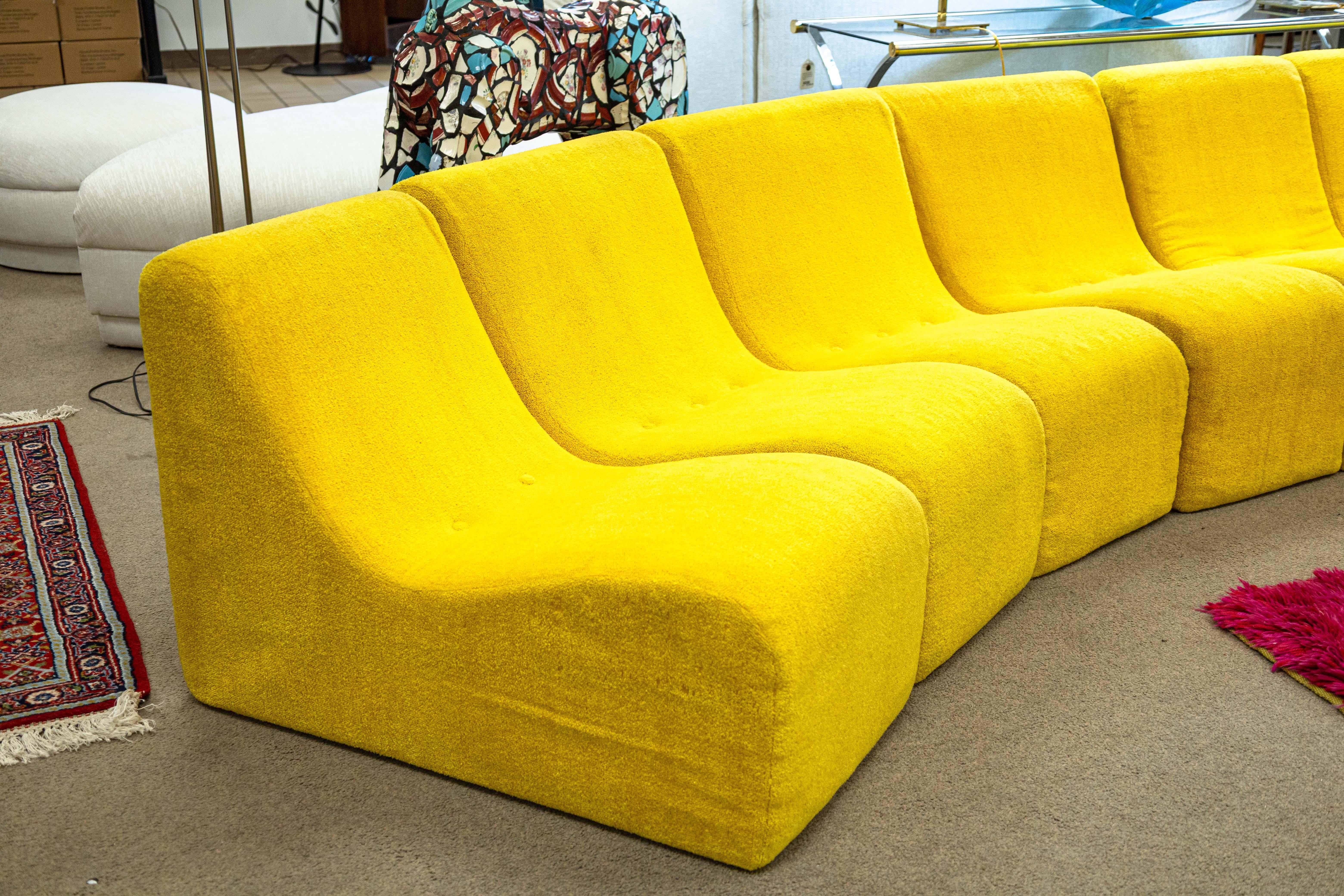 Modern 1970s Milo Baughman for Thayer Coggin 9 Piece Modular Yellow Sofa Sectional