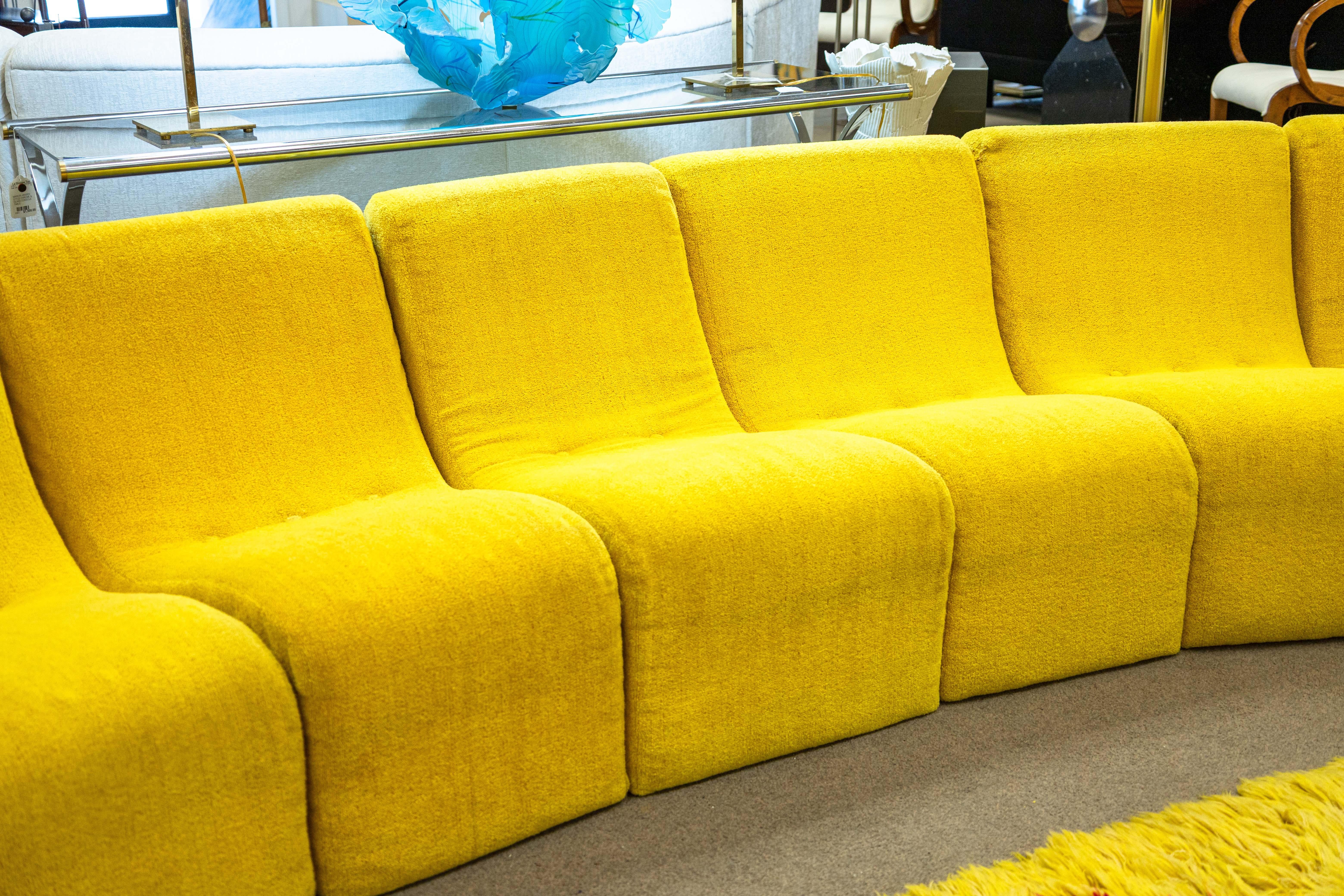 American 1970s Milo Baughman for Thayer Coggin 9 Piece Modular Yellow Sofa Sectional