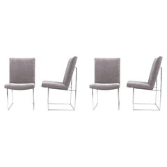 1970s Milo Baughman for Thayer Coggin Dining Chairs w/ Chrome Base Set of 4