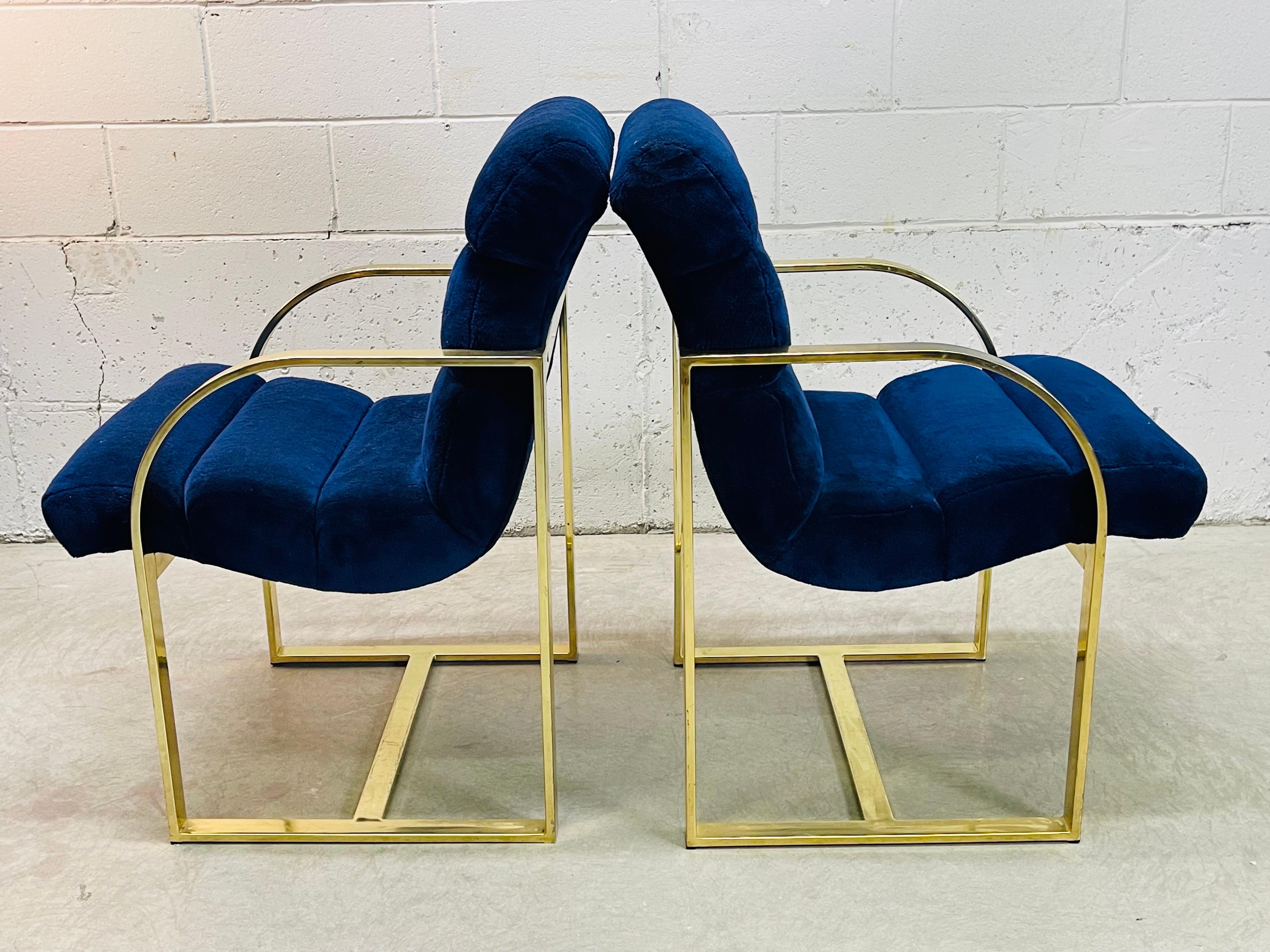 1970s Milo Baughman for Thayer Coggin Flat Bar Dining Chairs, Pair For Sale 2