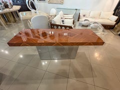 Mesa consola Milo Baughman para Thayer Coggin de palisandro y cromo de los años 70 restaurada