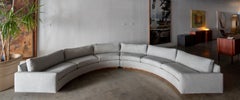 1970s Milo Baughman for Thayer Coggin Semi Circular sofa Rosewood and wool
