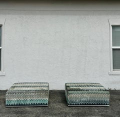 1970s Milo Baughman Jack Larsen Velvet Ottoman Coffee Table, Set of 2