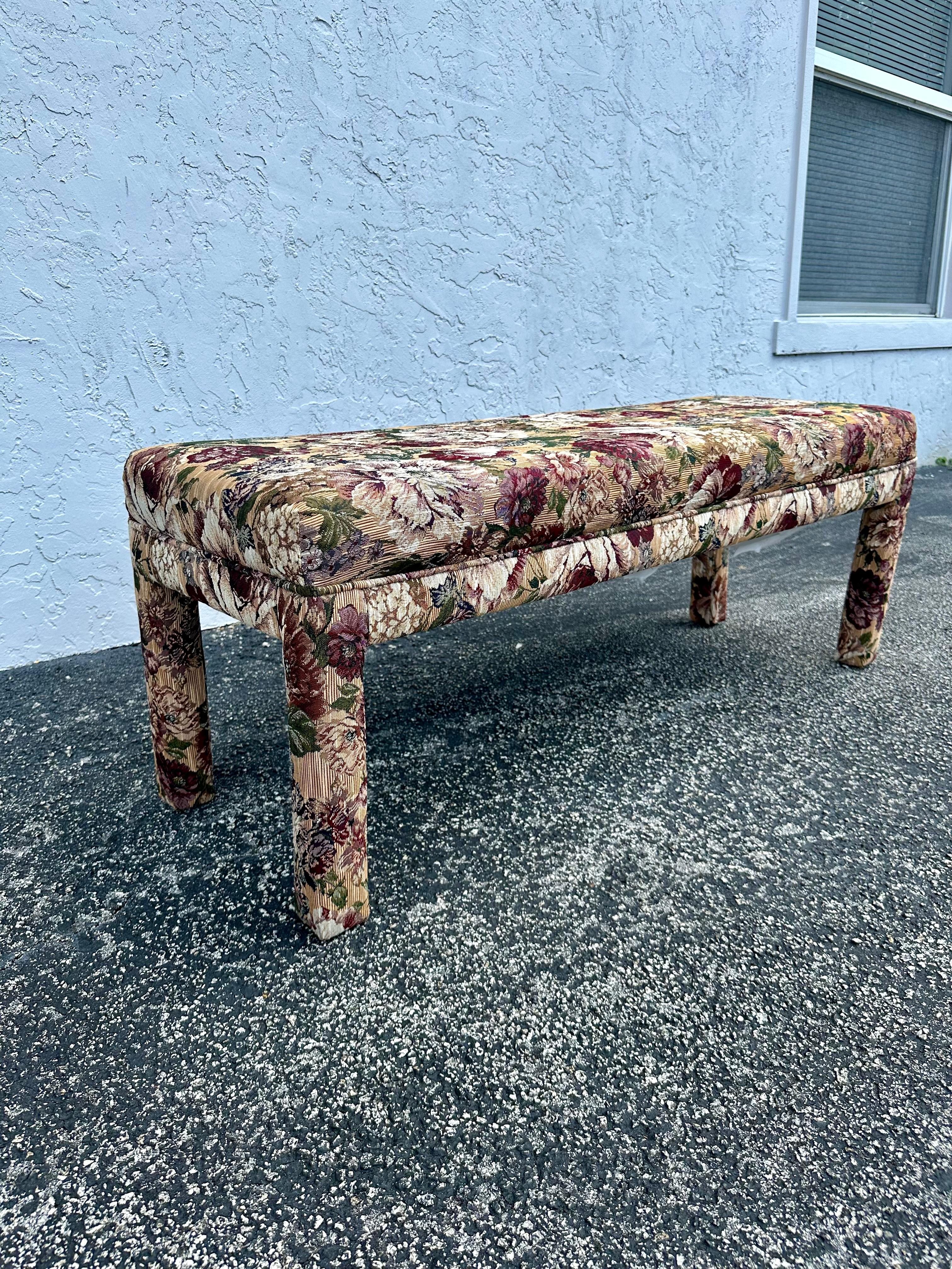Panca in chintz floreale di Milo Baughman del 1970 In condizioni buone in vendita a Fort Lauderdale, FL