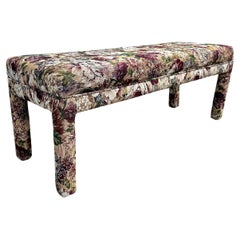 Vintage 1970s Milo Baughman Parsons Floral Chintz Bench